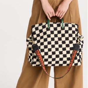NWT Clare V Summer Simple Tote black and white crochet checker